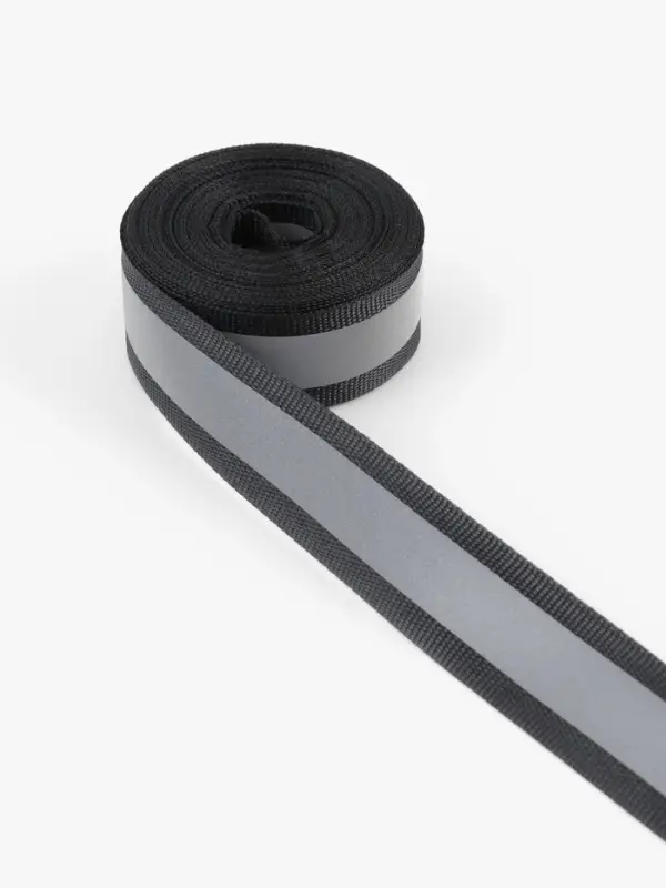 Светоотражающая лента стропа, 20 мм, 5 &plusmn; 1 м, цвет чёрный