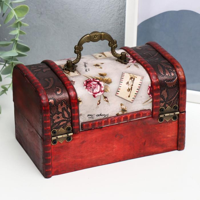Шкатулка дерево состаренная  Шкатулка дерево состаренная "Розы и марки" набор 2 шт 6,5х11,5х7,5, 10,5х17х10,5 см