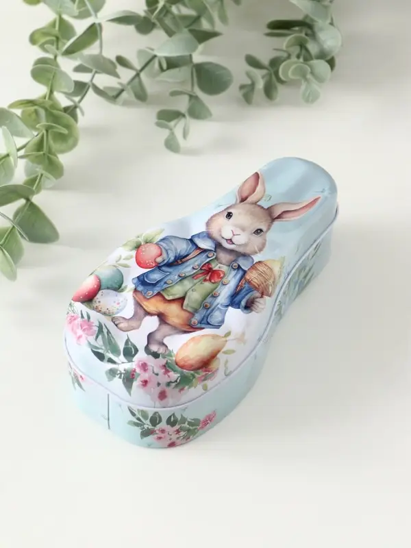 Шкатулка металл "Зайчик с пасхальными яичками" 4,6х7х14,3 см