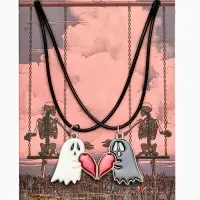 Кулоны &laquo;Неразлучники&raquo; на магните, приведения, сердце, цветные в серебре, 40 см+удл