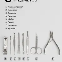 Набор маникюрный &laquo;Рептилия&raquo;, 8 предметов, в футляре, чёрный