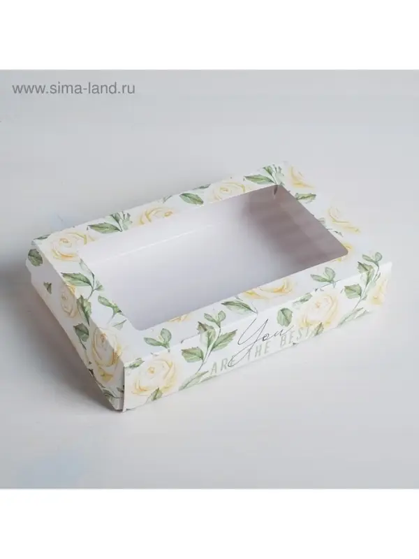 Кондитерская упаковка, коробка с ламинацией &laquo;Flowers&raquo;, 20&times;12&times;4 см