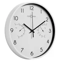 Часы настенные интерьерные &laquo;Соломон&raquo;, плавный ход, d=30 см, термометр, гигрометр, белые