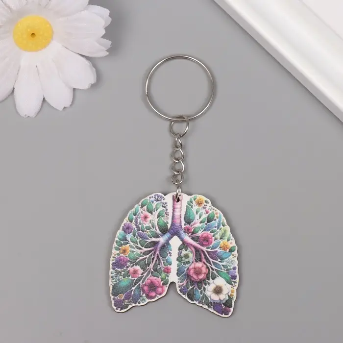 Брелок дерево  Брелок дерево "Лёгкие. Цветы" 4,2х4,4х0,3 см