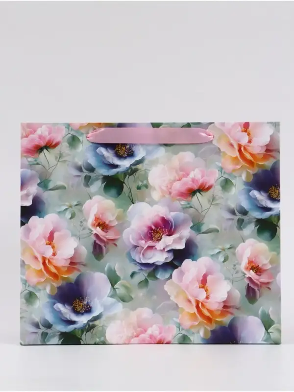 Пакет подарочный &laquo;Цветы&raquo;, 27&times;23&times;11.5 см