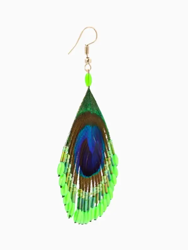 Серьги &laquo;Павлин&raquo;, 5&times;8 см, зелёные