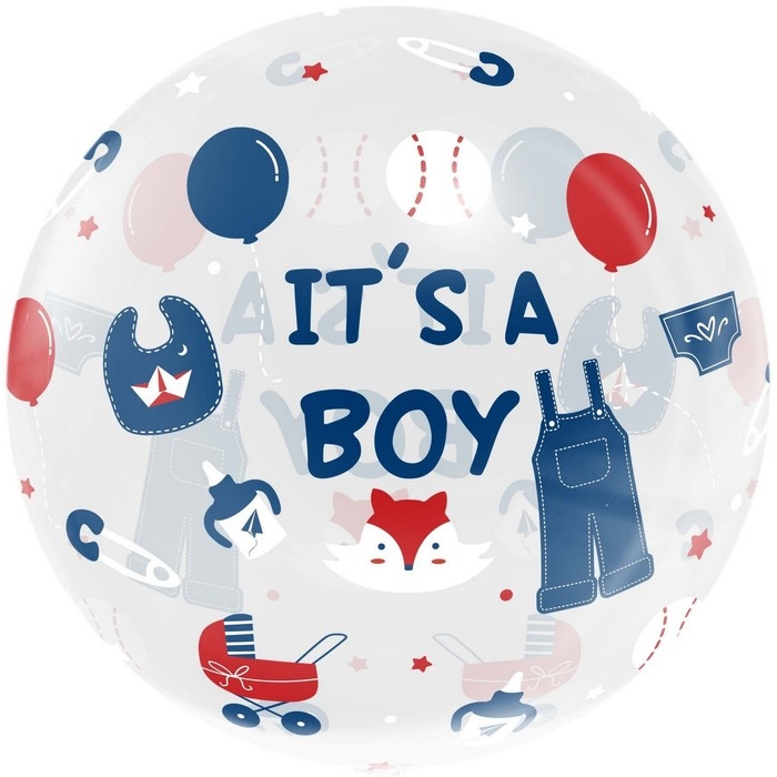 Шар полимерный с клапаном 18'' Deco Bubble, «Это мальчик», прозрачный, кристалл, 1 шт. в уп. Шар полимерный с клапаном 18'' Deco Bubble, «Это мальчик», прозрачный, кристалл, 1 шт. в уп.
