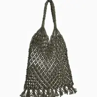 Сумка пляжная, плетёная, клетка 3.5 см, зелёная