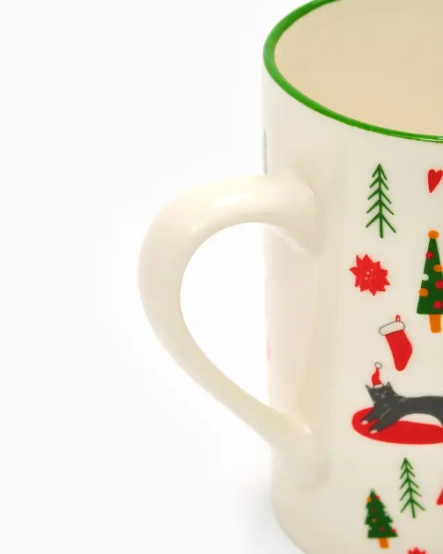 Кружка чайная керамическая «Новогодние коты», 385 мл, ручная работа Кружка чайная керамическая «Новогодние коты», 385 мл, ручная работа