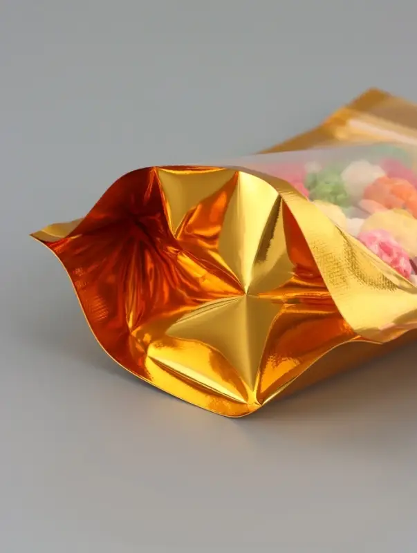 Пакет дой-пак, матовый, золотой, с прозрачной стенкой,14&times;20&times;8 см