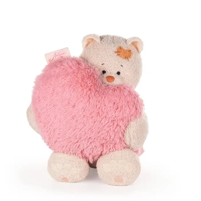 Мягкая игрушка "Кошка Мэри с сердцем-подушкой, в пудровом платье", 37 см СППМэри/10/9