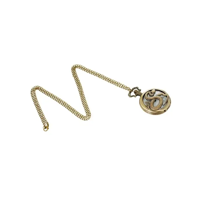 Часы карманные &laquo;Змея&raquo;, кварцевые, длина цепочки 40 см, циферблат d=4.5 см, медные