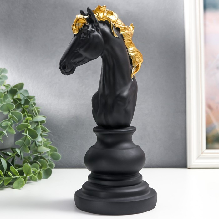 Сувенир полистоун  Сувенир полистоун "Шахматная фигура - Конь" чёрный с золотом МИКС 27х11,4х14,2 см