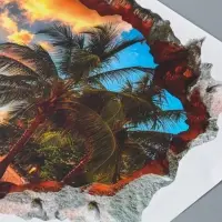 Интерьерная наклейка 3D на стену TAKE IT EASY &laquo;Закат на пляже&raquo;, 90&times;60 см, декоративная, влагостойкая, ПВХ