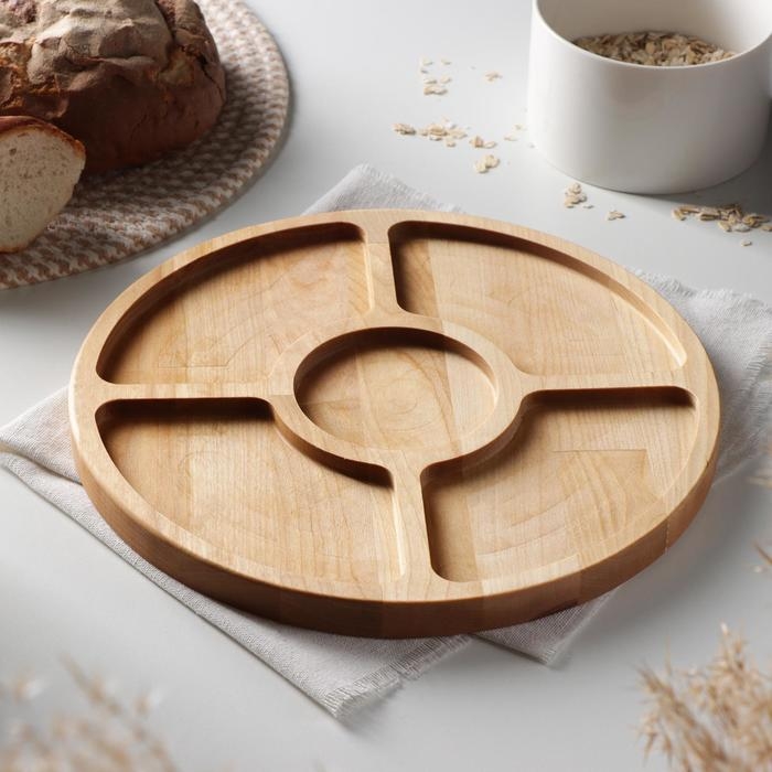 Менажница круглая Доляна, d=27 см, 5 секций, берёза Менажница круглая Доляна, d=27 см, 5 секций, берёза