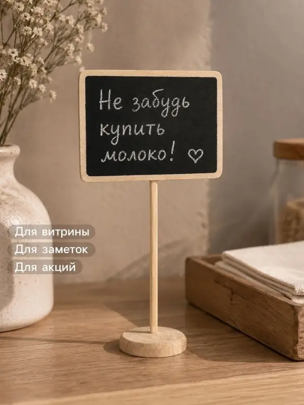 Ценник меловой на ножке &laquo;Прямоугольник&raquo;, 17&times;8 см, чёрный