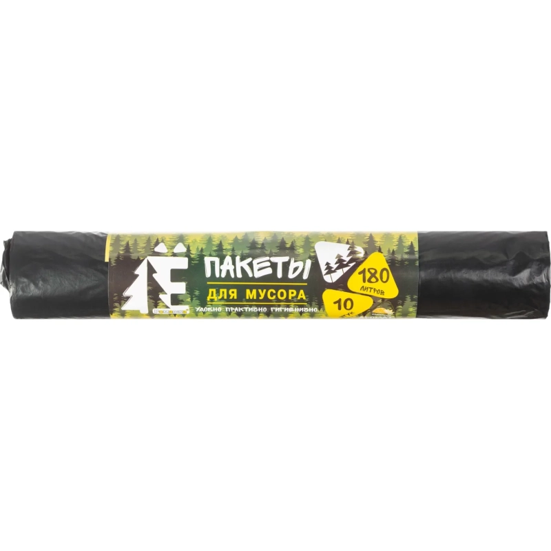Мешки для мусора ПВД 180л 20мкм 10шт/рул черные 86x105см