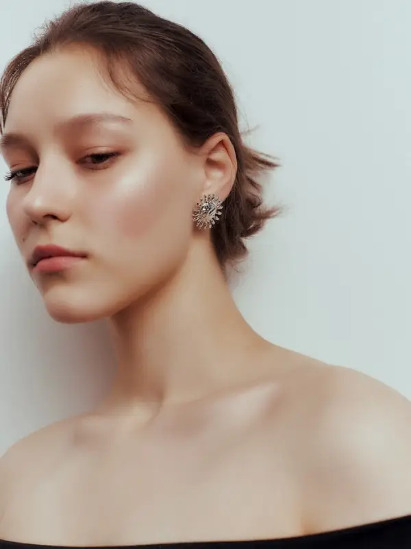 Серьги &laquo;Солнце&raquo;, цвет серебро
