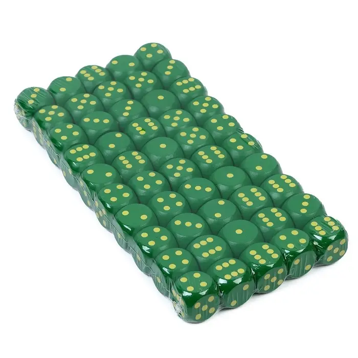 Кубики игральные, 2&times;2 см, набор 50 шт., зелёные