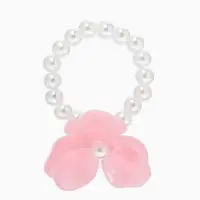 Кольцо "Цветок" трёхлистник жемчужный, цвет розовый безразмерное на резинке