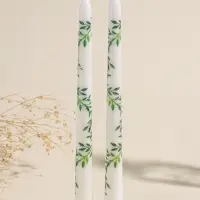 Набор свечей античных, 2,2х25 см, 2 шт "Оливковые листья" 8х28х2,3 см