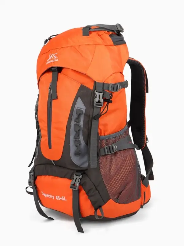Рюкзак тур 65+5л, 30*20*53, отдел на шнурке, 5нар+2вн кармана, цвет оранжевый