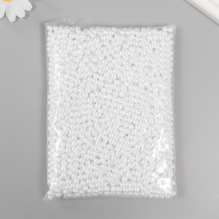 Набор бусин Набор бусин "Жемчуг" d 6 мм, 250 гр, белоснежный