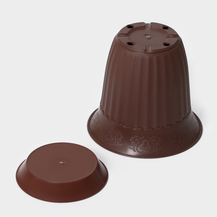 Горшок для цветов с поддоном Доляна, 2 л, цвет поддона микс Горшок для цветов с поддоном Доляна, 2 л, цвет поддона микс