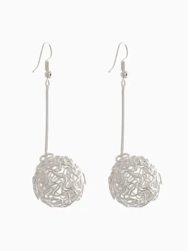 Серьги висячие «Шарик», переплетение, цвет светлое серебро, 6.5 см Серьги висячие «Шарик», переплетение, цвет светлое серебро, 6.5 см