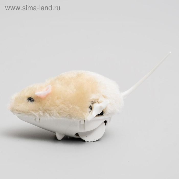 Мышь заводная меховая малая, 8,5 см, бежевая Мышь заводная меховая малая, 8,5 см, бежевая