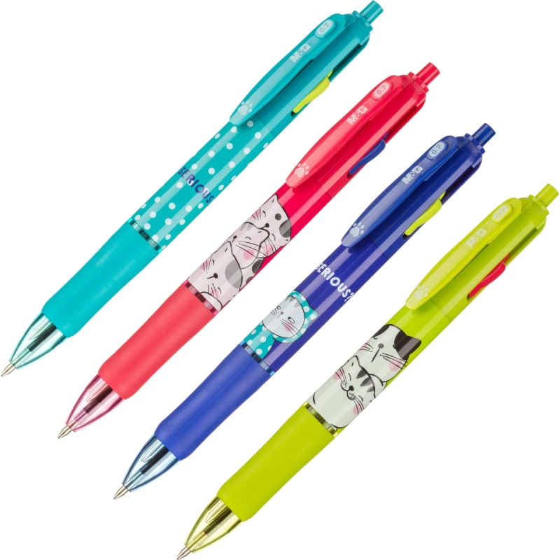 Ручка шариковая автомат. M&G So Many Cats, 4 в 1,0,7мм,масл,асс