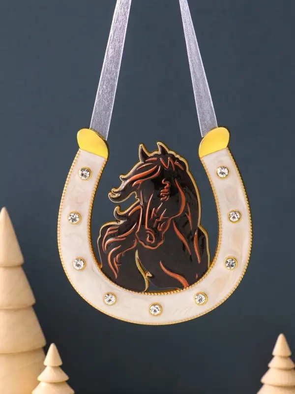 Сувенир-подкова «Лошадь гнедая»,10,5х10,5х0,05см,  эмаль, стразы