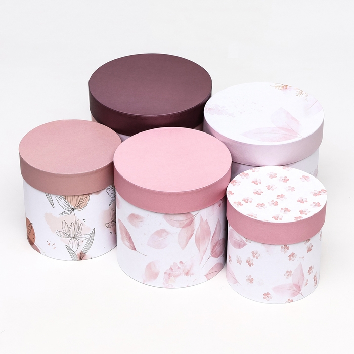 Набор шляпных коробок 5 в1  Набор шляпных коробок 5 в1 "Легкость", 20 х 20 - 15 х 15 см