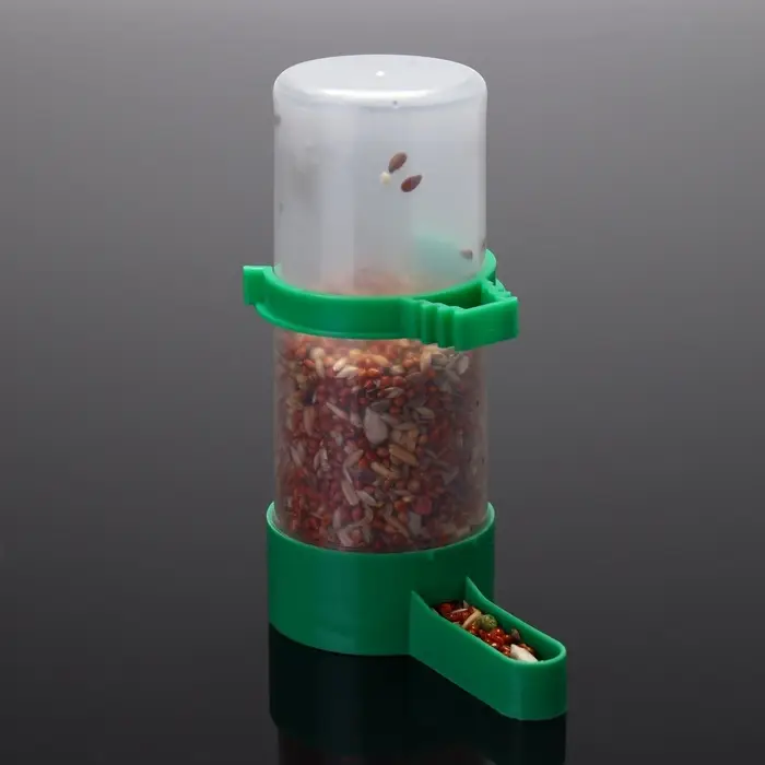 Поилка-кормушка для птиц, 140 мл, 4&times;12 см, пластик, зелёная