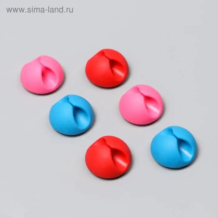 Зажимы для проводов, набор 6 шт., пластик, МИКС