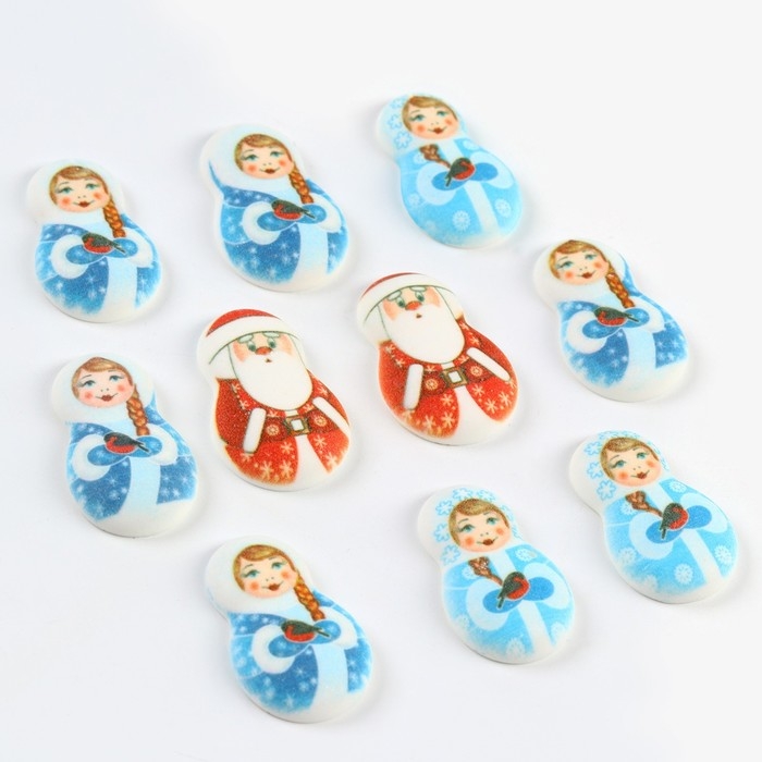 Новый год! Посыпка медальоны сахарная с картинкой микс: &laquo;Дед Мороз и Снегурочка&raquo;, для декора капкейков, торта, напитков, 20 гр