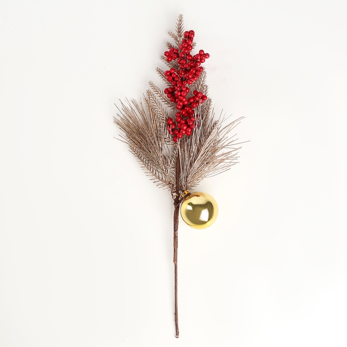 Новогодний декор «Золотая веточка», с ягодками, 36 × 16 × 5 см Новогодний декор «Золотая веточка», с ягодками, 36 × 16 × 5 см