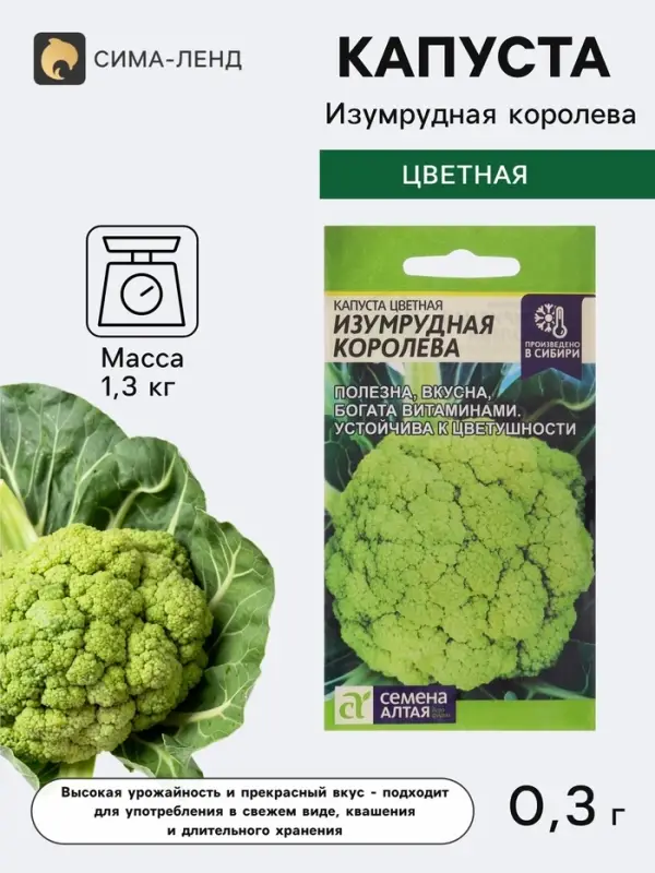 Семена Капуста цветная &laquo;Изумрудная королева&raquo;, 0.3 г, &laquo;Семена Алтая&raquo;