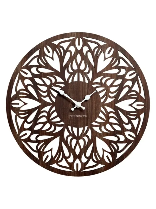 Часы настенные Tenero, интерьерные, плавный ход, d=33.5 см, ажурные, коричневые