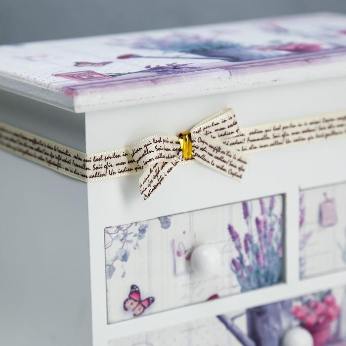 Шкатулка дерево комод 3 ящика "Лаванда" 14,9х19,8х11,4 см