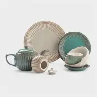 Набор кружек Доляна &laquo;Винтаж&raquo;, 350 мл, 2 шт., керамика, бирюзовые