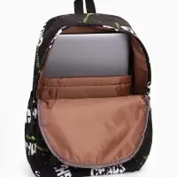 Рюкзак школьный на молнии, с карманами, с абстрактным принтом, 30&times;13&times;42 см, чёрный