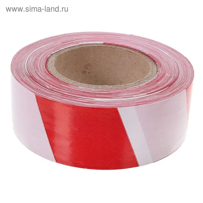 Лента сигнальная &laquo;Оградительная&raquo;, 200 м, ширина 5 см, толщина 50 мкм, красная, белая