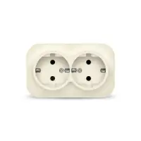 Розетка двухместная серия IONICH, с/з, о/у, 16А, 220В, слоновая кость (ivory)