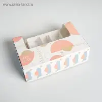 Коробка для эклеров, кондитерская упаковка, 5 вкладышей, With Love, 25.2&times;15&times;7 см