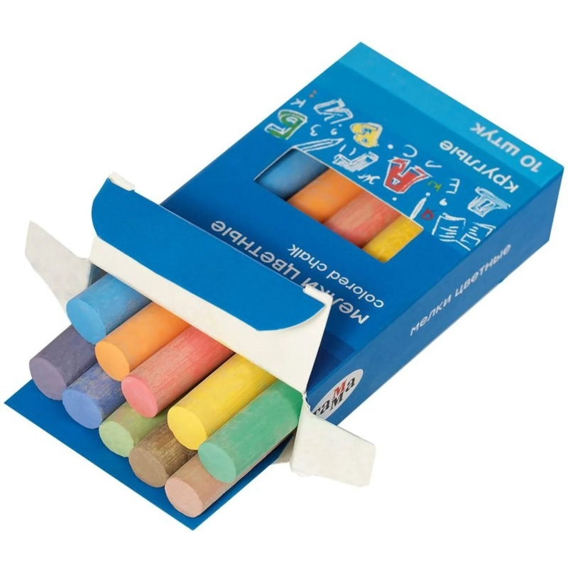 Мел школьный Гамма набор 10цв.,мягкий, круглая форма, 0909193