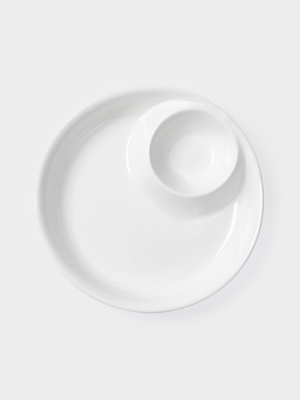 Блюдо Hanna Knövell, d=25 см, с секцией для соуса, фарфор, белое