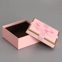 Набор подарочных коробок 3 в 1 квадратные, 19&times;19&times;9.5 см, 17&times;17&times;8 см, 15&times;15&times;6.5 см, с бантом, розовый
