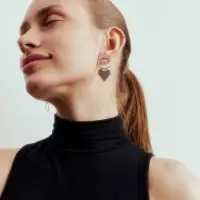 Серьги металл &laquo;Сердце&raquo;, графика, цвет серебро