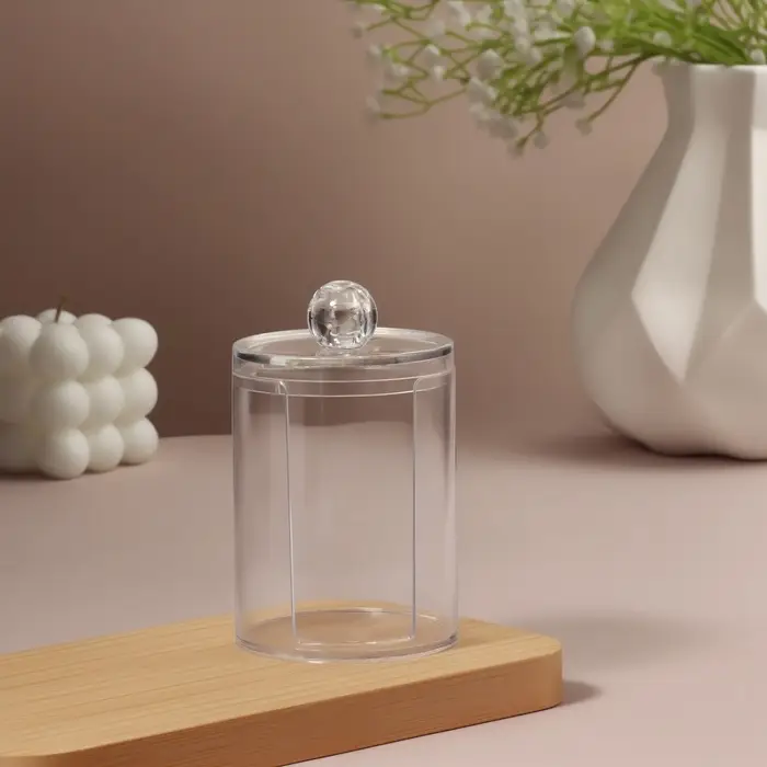 Органайзер для ватных дисков, с крышкой, d=6.7&times;11 см, прозрачный